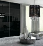Plush Black Shade Double Crystal Chandelier